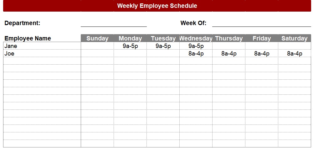free employee schedule template 11