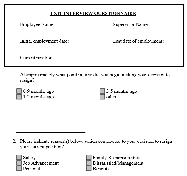 free exit interview template 14