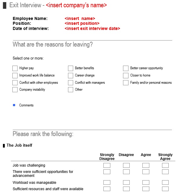 free exit interview template 15