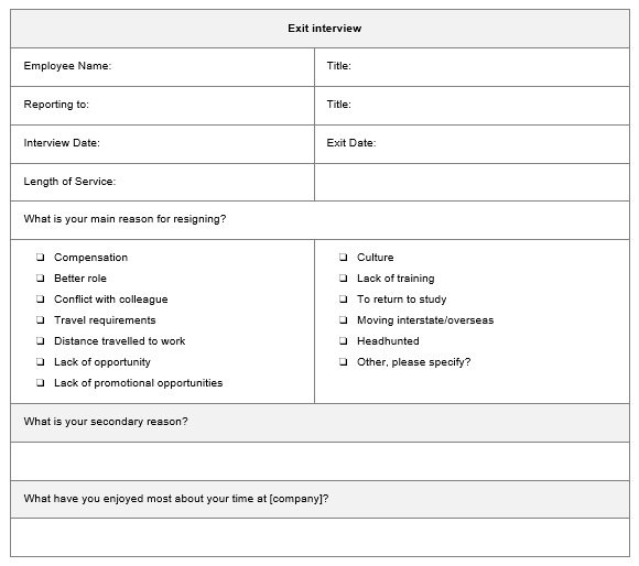 free exit interview template 9