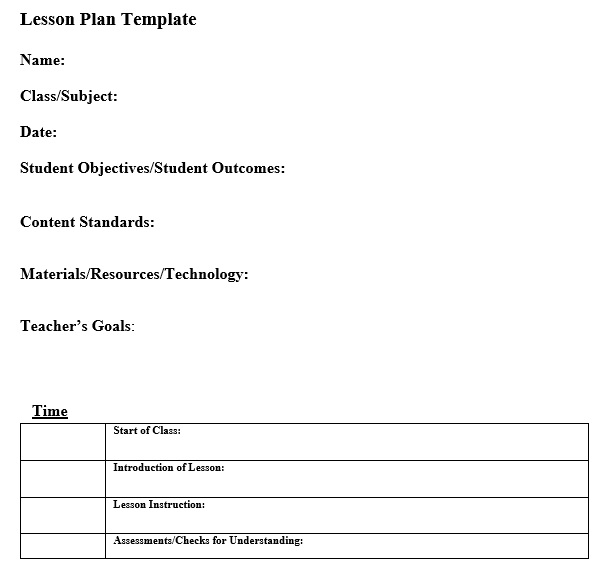 free lesson plan template 2