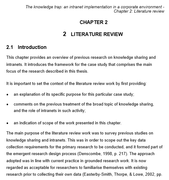 free literature review template 1