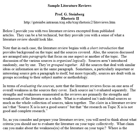 free literature review template 2