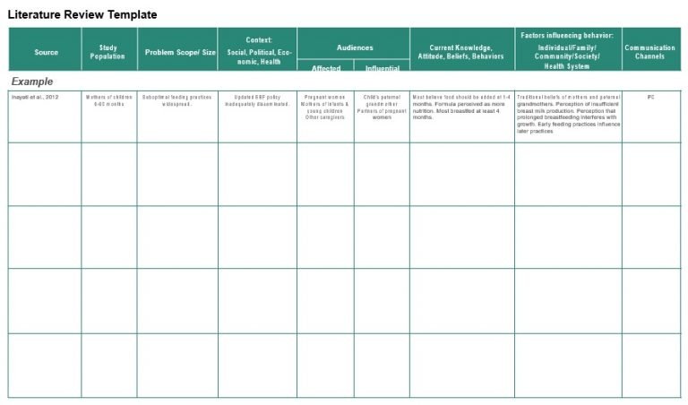 free literature review template 9
