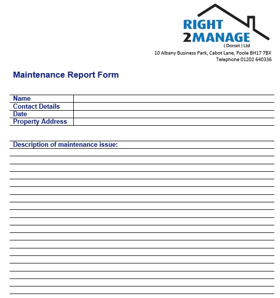 free maintenance report form 11