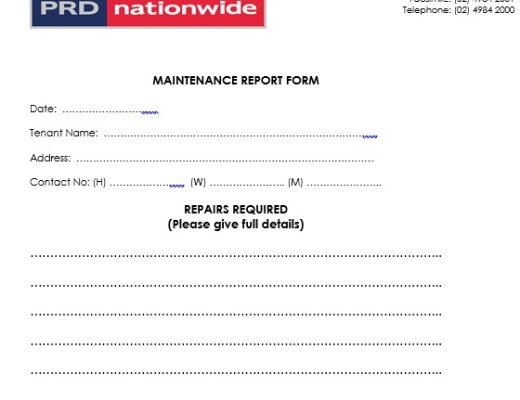 free maintenance report form 12