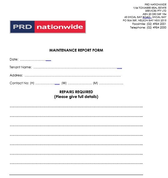 free maintenance report form 12