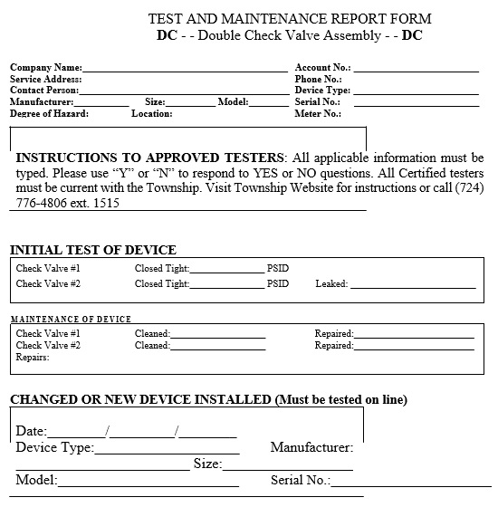 free maintenance report form 14