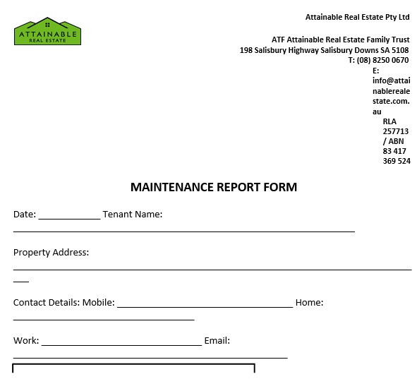 free maintenance report form 2