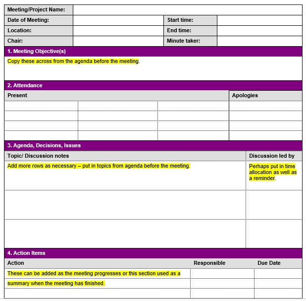 free meeting minutes template 5