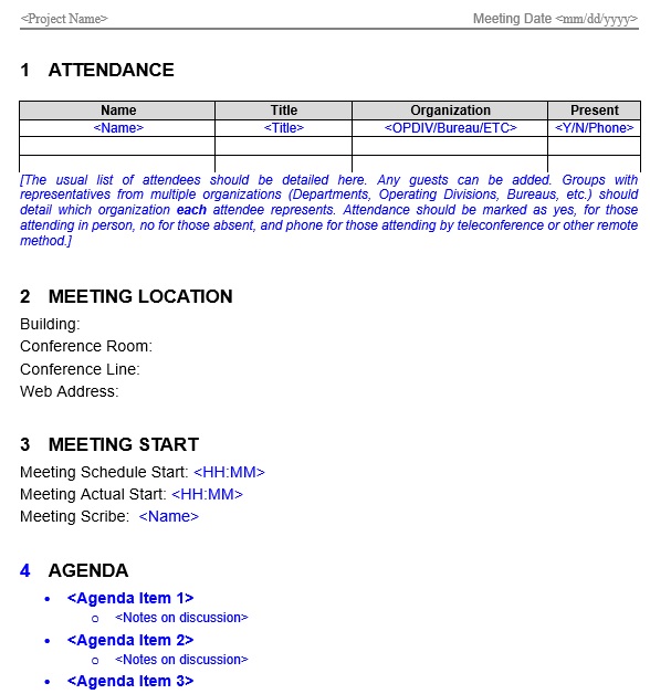 free meeting minutes template 7