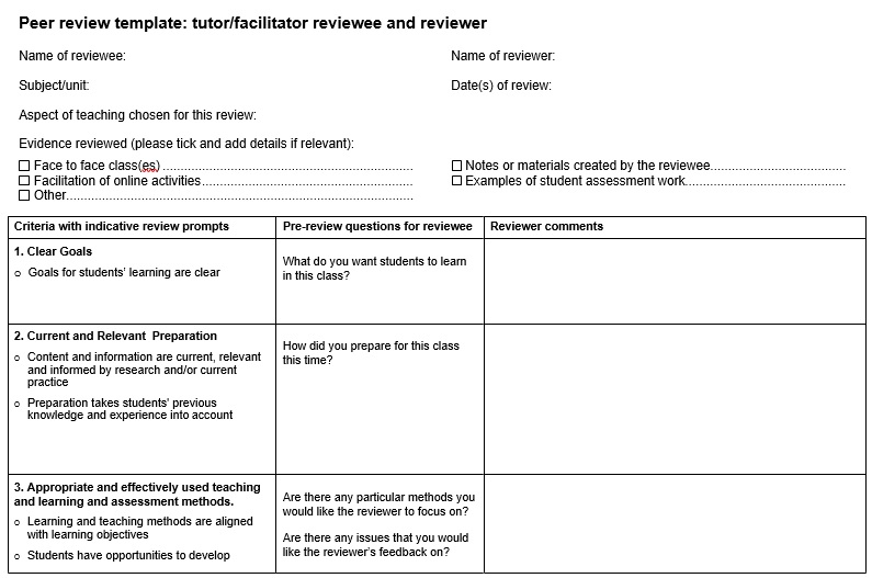 free peer evaluation form 2