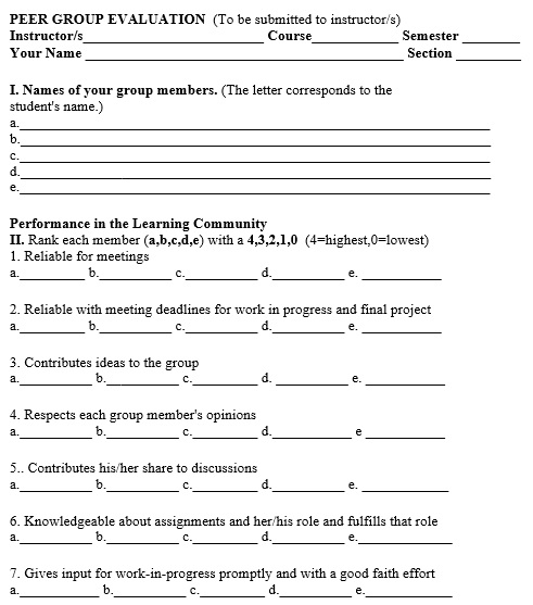 free peer evaluation form 4