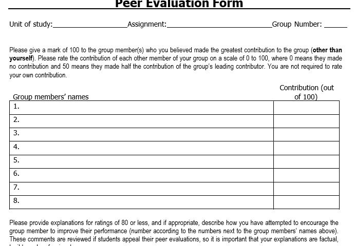 free peer evaluation form 5