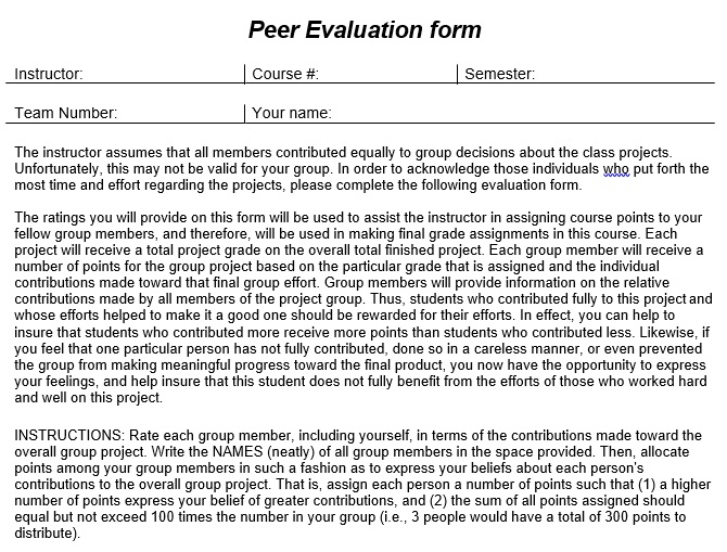 free peer evaluation form 6