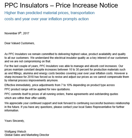free price increase letter 13