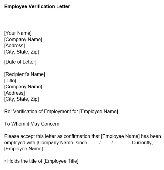 free proof of employment letter 12