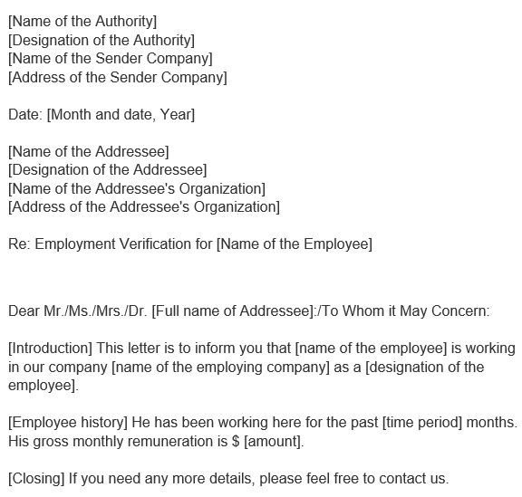 free proof of employment letter 15