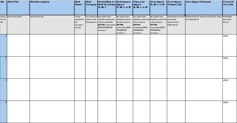 free risk register template 11