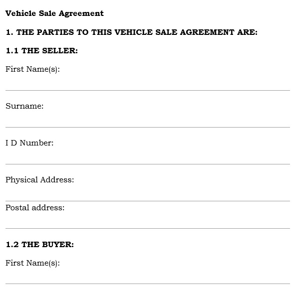 free vehicle purchase agreement 3