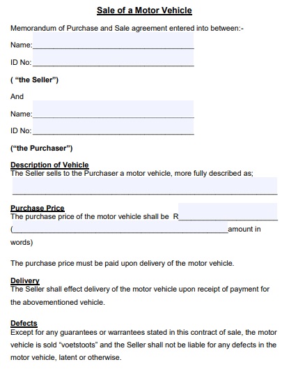 free vehicle purchase agreement 8