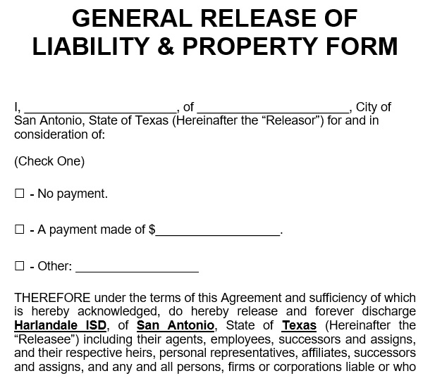general release of liability property form