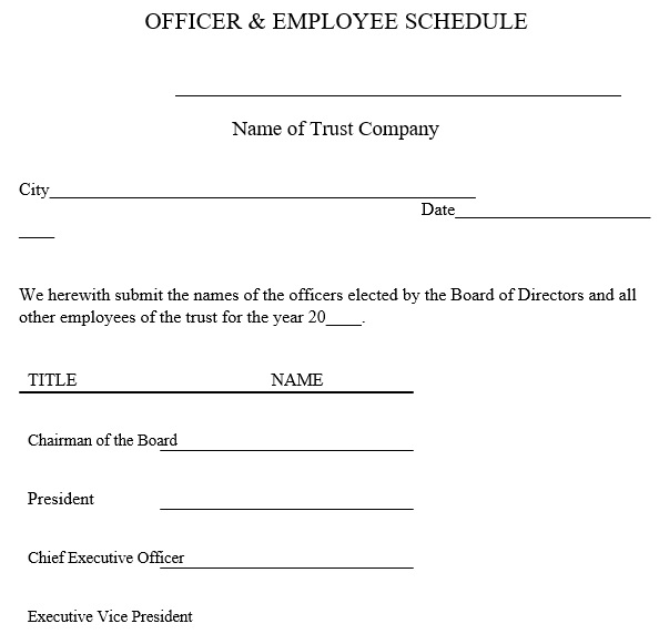 officer employee schedule template