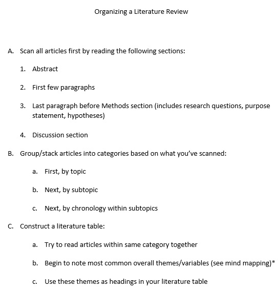 organizing a literature review template