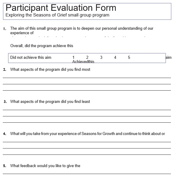 participant evaluation form