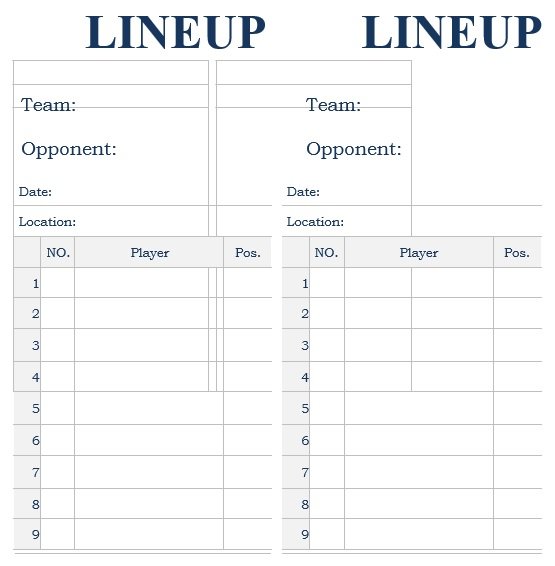 Baseball+Team+Roster+Template  Baseball lineup, Baseball card template,  Team names