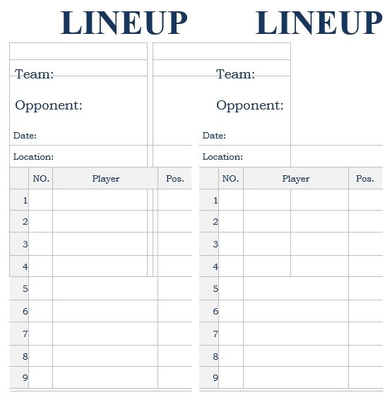 20 Printable Baseball Lineup Templates Excel Word Best Collections
