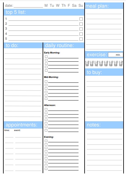 printable daily planner template 1