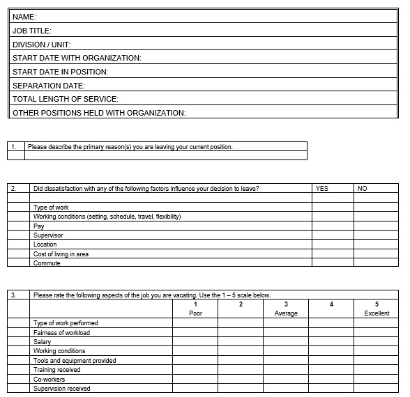 printable exit interview template