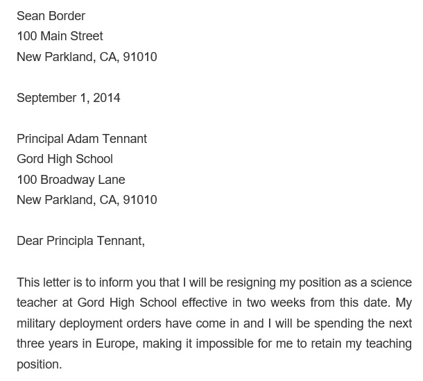 printable teacher resignation letter 3