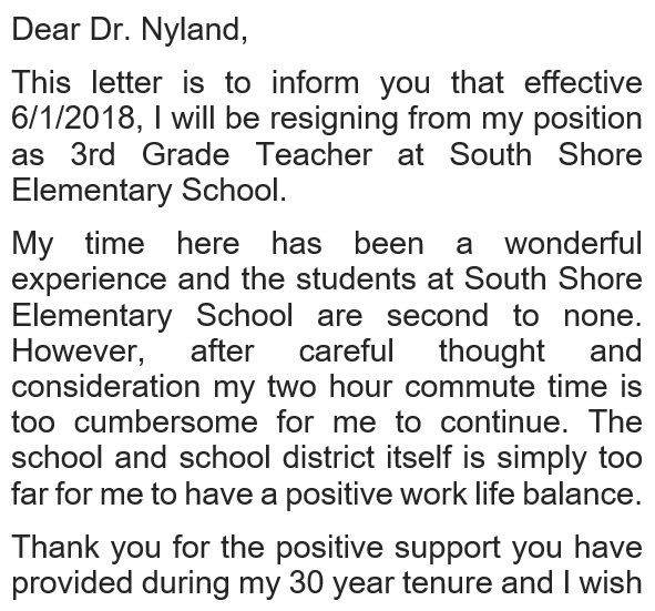 printable teacher resignation letter 7