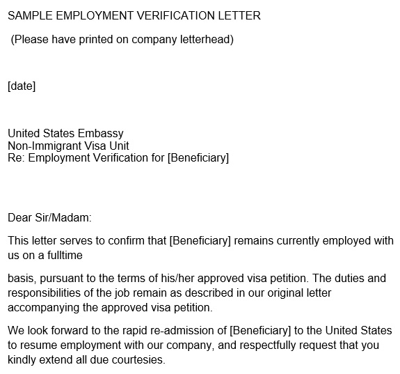 proof of employment letter example