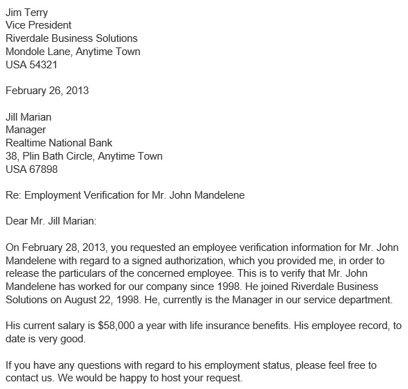 proof of employment letter template 1
