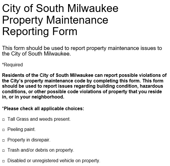 property maintenance reporting form