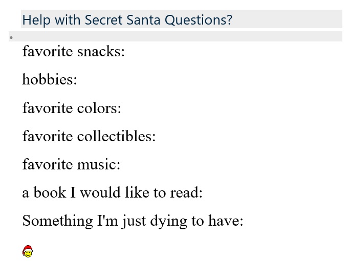 questions to help with secret santa