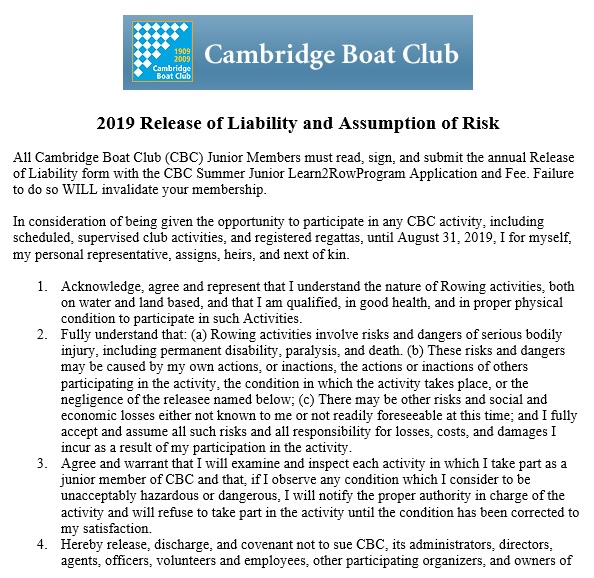 release of liability and assumption of risk form