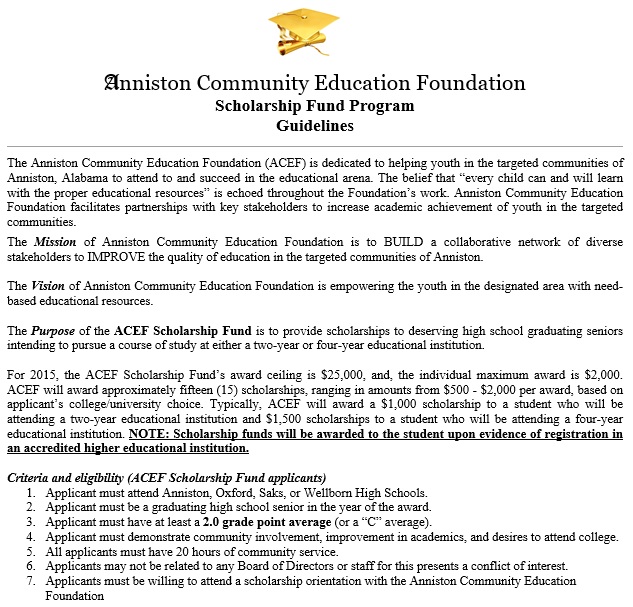 scholarship funding program guidelines