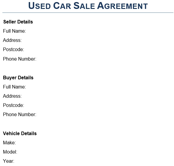 used car sale agreement