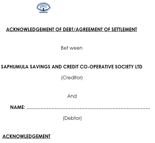 acknowledgement of debt agreed of settlement