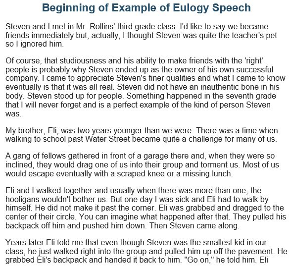 introduction for eulogy speech