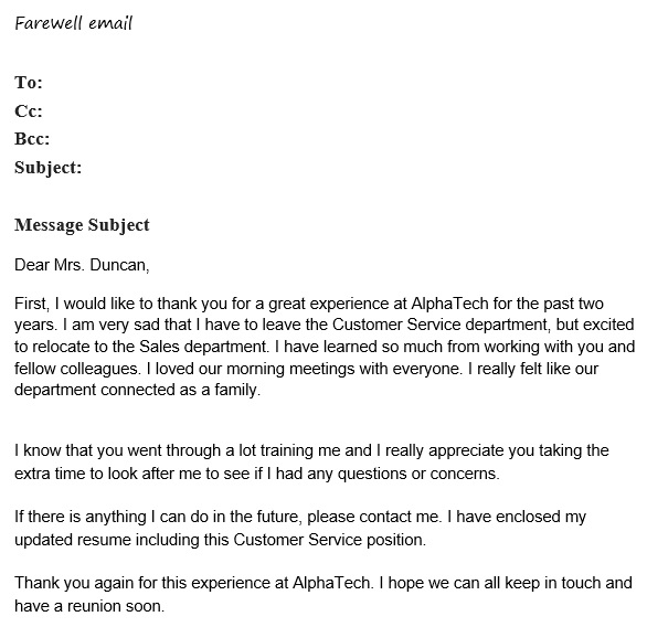 best farewell email template 1
