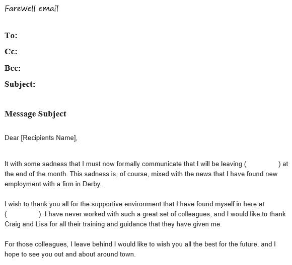 best farewell email template 14