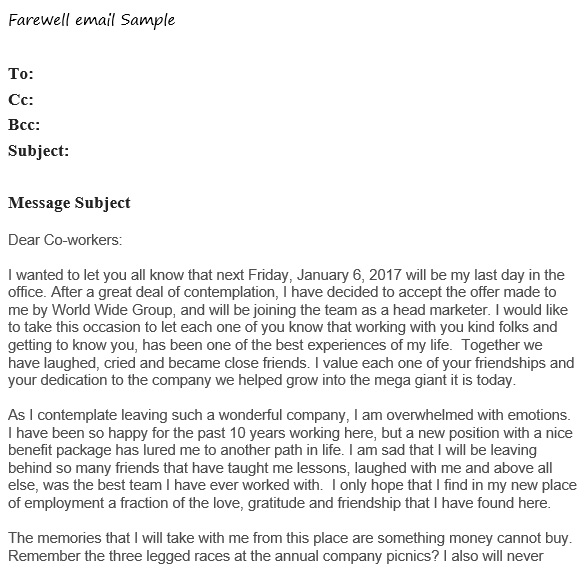 best farewell email template 15