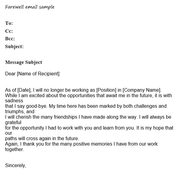 best farewell email template 2