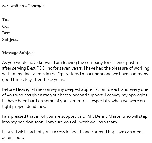 best farewell email template 3
