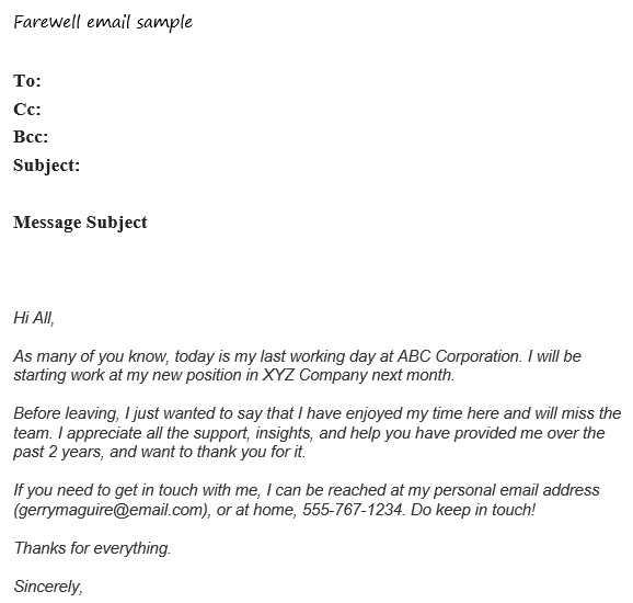 best farewell email template 6